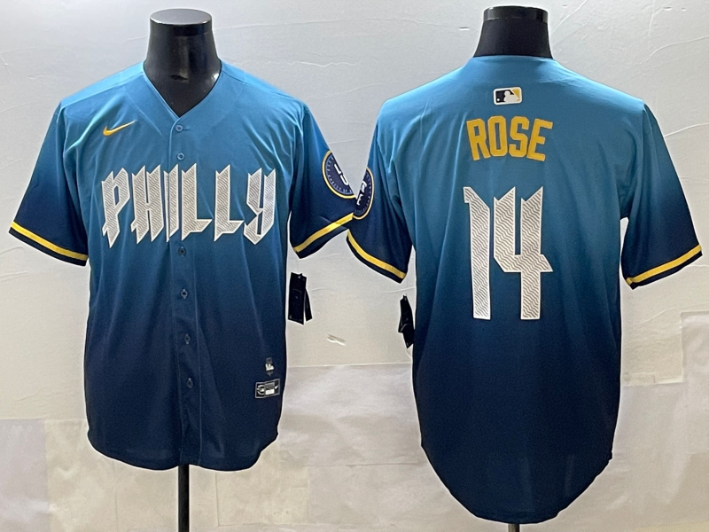 Men's Philadelphia Phillies Pete Rose #14 Blue City Connect Limited Jersey